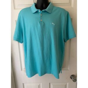 Tommy Bahama Turquoise Polo Shirt Casual‎ Comfort L/G